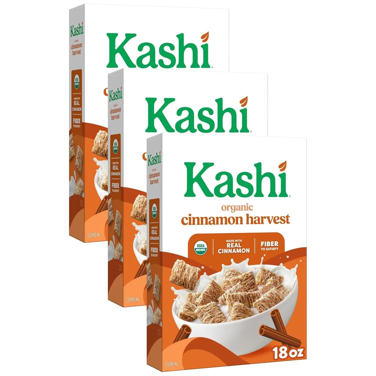 Kashi Breakfast Cereal, Organic, Whole Grain, Cinnamon Harvest, 18oz Box (1 Box)