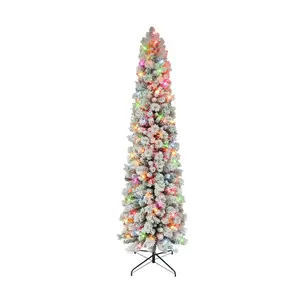 Puleo 6.5' Flocked Portland Pine Pencil Tree with 410 tips