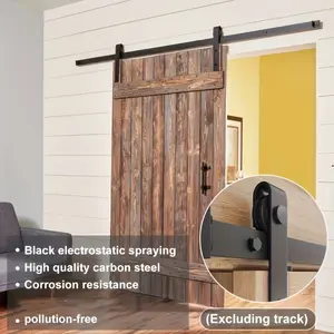 Sliding Barn Door Hardware Kit, Matte Metal Track System with Mounting Brackets and Wheels, Easy Installation, Fits 1/4 Inch Doors