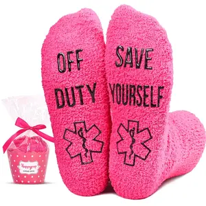 HAPPYPOP Fuzzy EMT Paramedic Pharmacy Socks, EMT Gifts For Women Medical Assistant Presents PA Gift Socks  SwimWeek  summervibes