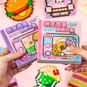 1 PC 24pcs Pixel Story DIY Sticker Book Scenery Scrapbook Laptop Journal Cute Cartoon Stickers