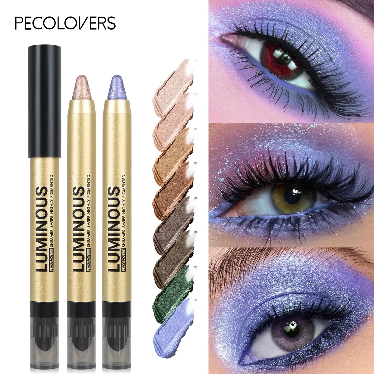 1 pc Double-Headed Eyeshadow Stick，Long-Lasting and High Plgmentation,Smooth Texture and Sweat-Proof，Colorful Metal Eyeshadow Sticks,Eye Cosmetics, Multichrome Eyeshadow Stick