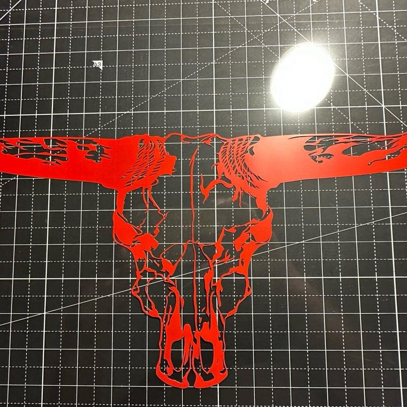 Bull skull with detail truck or car decal in weatherproof vinyl available in many colors