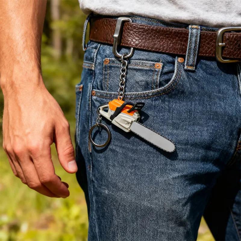 Cartoon Chainsaw Keychain Mini Chainsaw Pendant Portable Key Ring Novelty Forest Firefighting Pruning Saw Decor for Model Lovers
