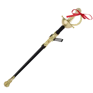 Ornate Musketeer Sword with Gold Handle & Black Sheath -  Perfect for Costume Dress-Ups, Halloween Party Dress Up, Pretend Play Fun & Cosplay