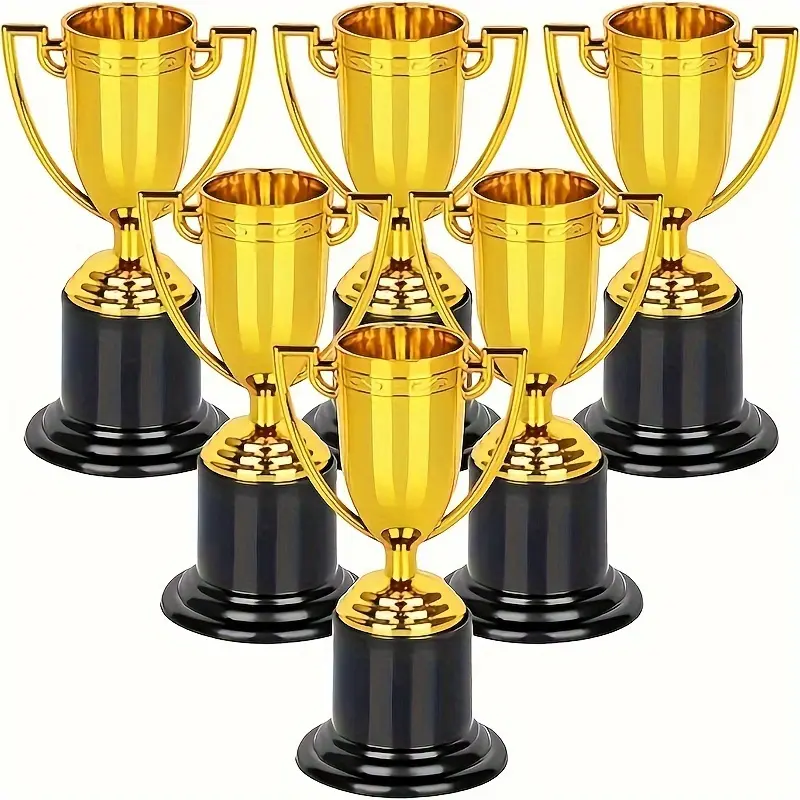12counts, Plastic Golden Trophies For Rewarding And Encouraging, Winning Competition Trophies, Performance Props