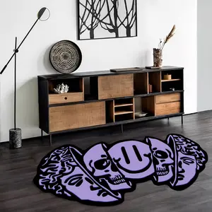 Abstract Skull Pattern Rug, Modern Abstract Rug, 1 Count Creative Non-slip Soft Floor Mat, Decorative Area Rug for Home Living Room Bedroom Study Room