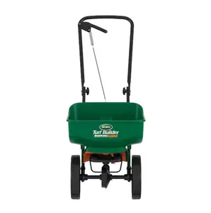 Scotts Turf Builder EdgeGuard Mini Broadcast Spreader 15-lb Capacity Compatible with Ice Melt, Salt, Fertilizer, Seed, Mini Broadcast, Lawn Spreader, Walk Behind Broadcast, Garden Care Tools
