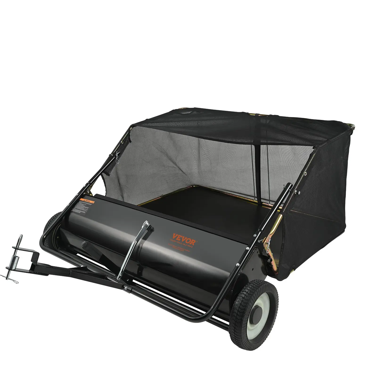 【DealsForYouDays】VEVOR Tow Behind Lawn Sweeper - Portable Lawn Equipment, 50 inch, 26 cu ft Large Capacity Leaf & Grass Collector, Adjustable Spinning Brush Height, Dumping Rope Design, Garden Cleaning Tool