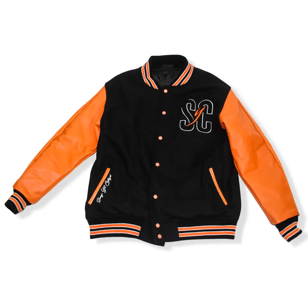 MENS VARSITY JACKET- "ORANGE BLAZE" Classic Menswear