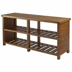 Winsome Trading 33348 Keystone Shoe Bench, Shelf, Room, Teak, Wood