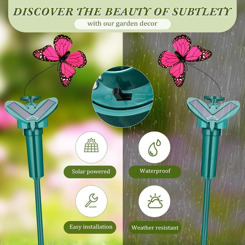 9 Pcs Solar Flying Butterflies Moving Fluttering Butterflies Waterproof Garden Stakes Decorations for Home Yard Pathway Garden Landscape Outdoor Indoor Centerpieces Decorations