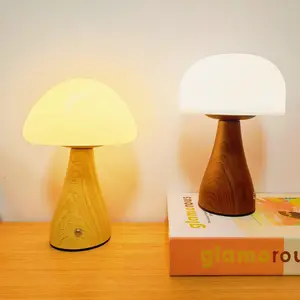 Rechargeable USB Mushroom LED Lamp, Touch Control 3 Colors Decorative Light for Living Room Bedroom Kitchen Bar Restaurant Halloween Christmas
