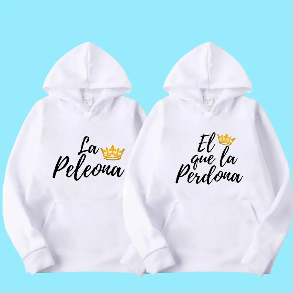 King and Queen Hoodies in Polyester Material for Home or Outdoors Clothing Matching Love Unisex Sublimation Sweatshirts Tops Man Pullover Bestie Long Sleeve Cold Wash