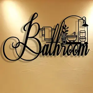 Elegant Minimalist Bathroom Wall Art Metal Sign, Suitable for Bathroom, Office, Courtyard, Coffee Shop, Dance Hall, Bar, Rustic Decor, New Year Gift, Bathroom Decorations