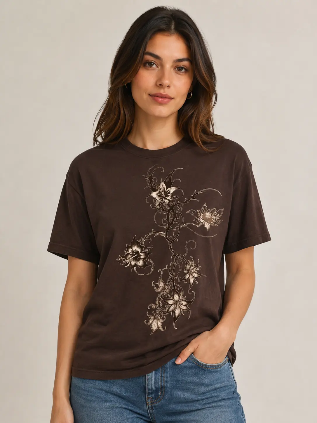 Floral Vine Graphic Tee, Vintage Botanical Shirt, Y2K Aesthetic T-Shirt, Cottagecore Nature Graphic Tee, Retro Garden Unisex Gift