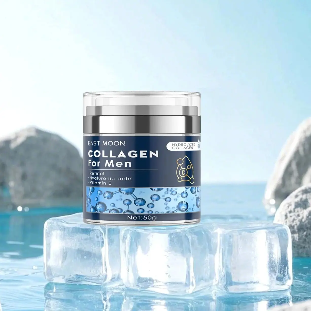 Collagen Men's Anti-Aging Wrinkle Cream, Men's Face Moisturizer Cream 50g, Skin Firming and Tightening Lotion, Firming Hyaluronic Acid Moisturizer