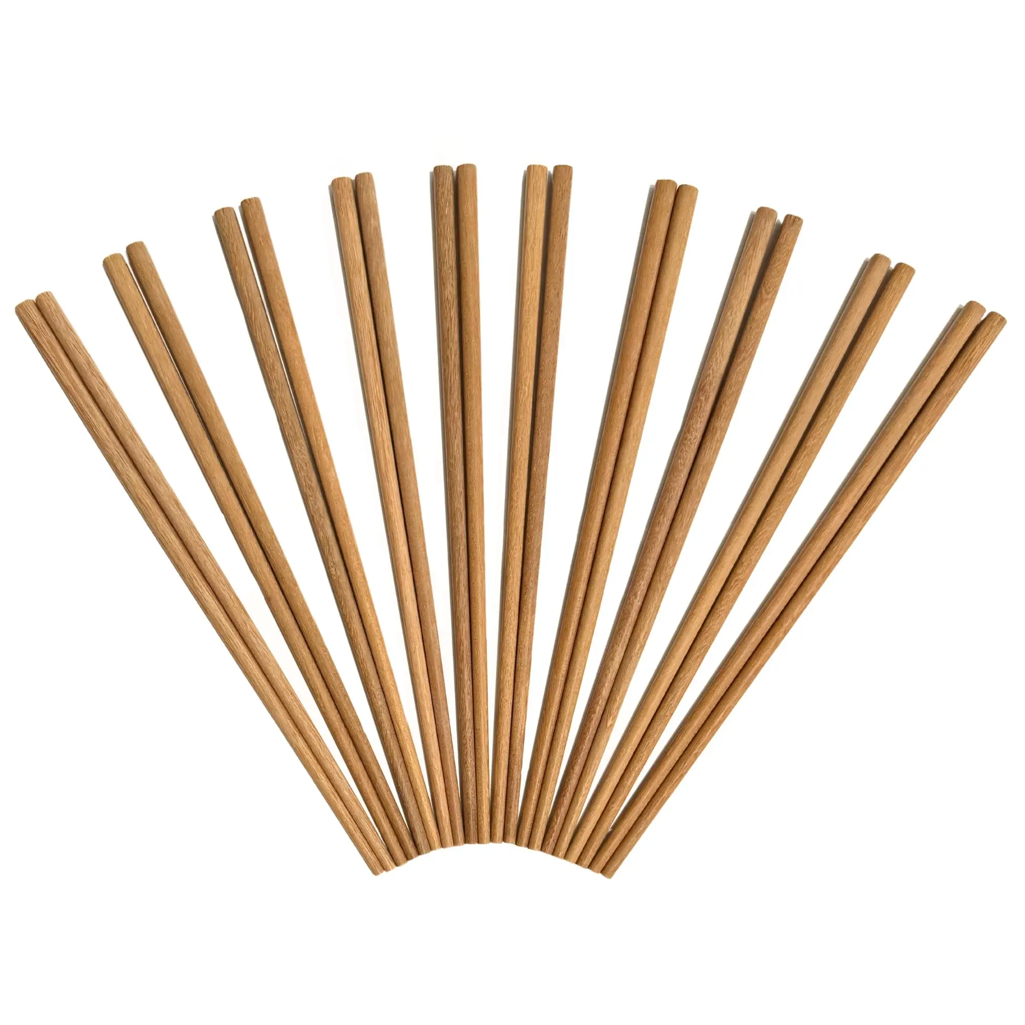 Natural Wooden Chopsticks - 10 Pairs, 9.8 in Sturdy Reusable Dishwasher-Safe Tableware, Classic Chinese Healthy Kitchen Cutlery with Supersmooth Edges for Noodles Meals, Kids