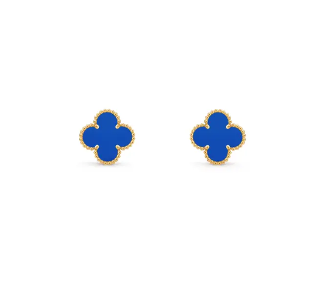 Pre-owned Van Cleef & Arpels Vintage Alhambra earrings 18K yellow gold, Agate
