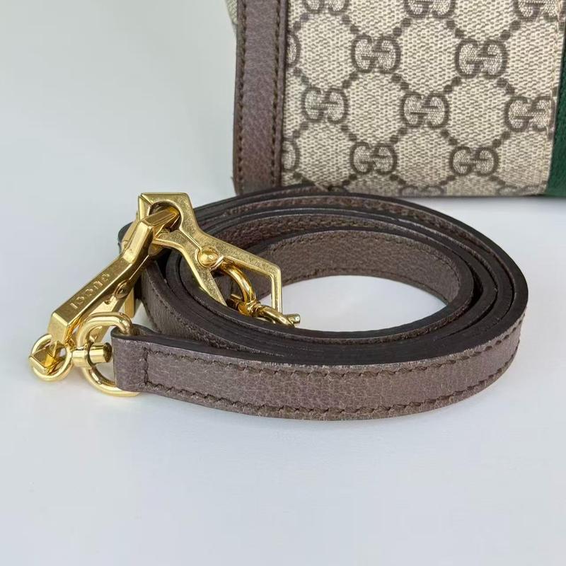 Pre-owned GUCCI Leather Shoulder Bags GG Logo Supreme Ophidia Top Handle Shoulder Bag with Iconic GG Web Detail and Adjustable Strap