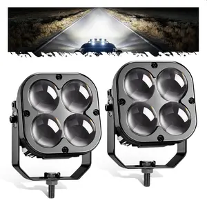 Partsam 4 Inch 180W LED Pods Light with White DRL, 26000LM Off Road Driving Light 190° Wide Range Spot Beam Fog Ditch Cube Lights for Truck Pickup ATV UTV, Pair
