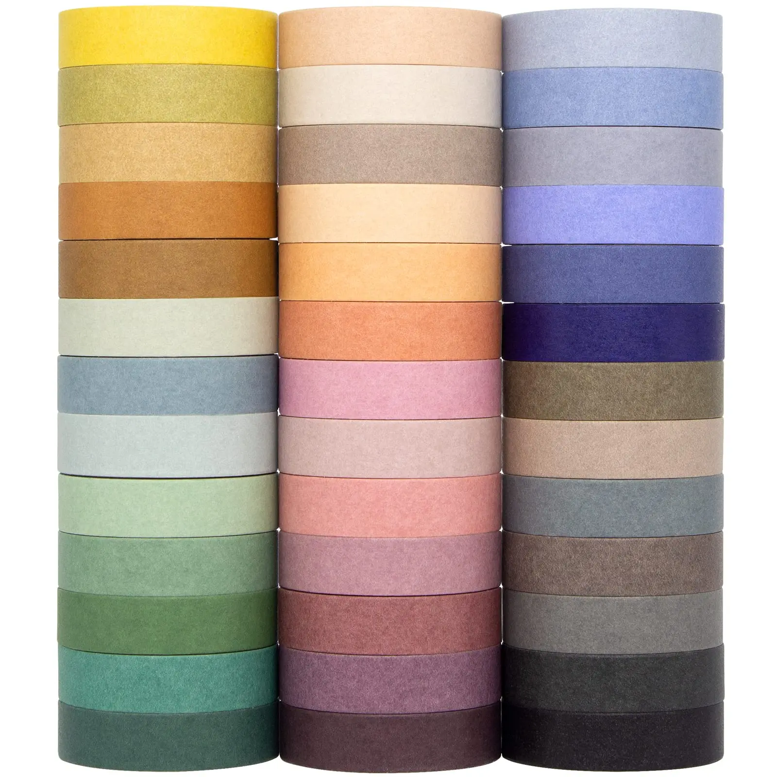 39-Roll Calm Morandi Japanese Washi Paper Tape Set - 0.4in (10mm) Wide Classic Vintage Thin Premium Masking Tape with Colorful Stickers, Gift Box Packaging for Journaling, Planners, Diary Lovers (Easy Removal), 0.4 Inch (10Mm) Wide