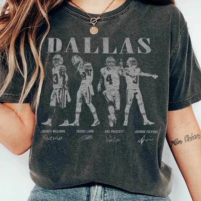 [Comfort Color 1717] Dallas Football Vintage Comfort Colors T-Shirt, Dak Prescott George Pickens Shirt, CeeDee Lamb Tee