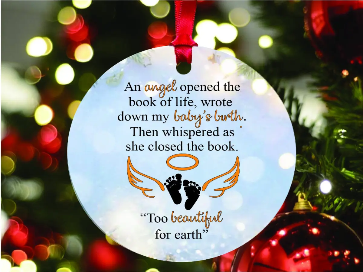 Miscarriage Keepsake Christmas Ornament, Grieving Gift Idea, An Angel Opened Book of Life, Meaningful Miscarriage Personalized Ornament Gift