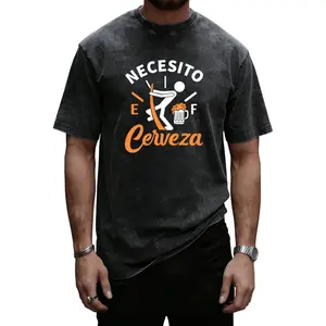 Retro Washed Look T-Shirt Featuring 'Necesito Cerveza' Beer Graphic