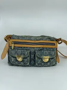 Pre-owned LOUIS VUITTON Jean Shoulder Bags Denim Monogram Baggy Shoulder Bag PM LVDMB51031