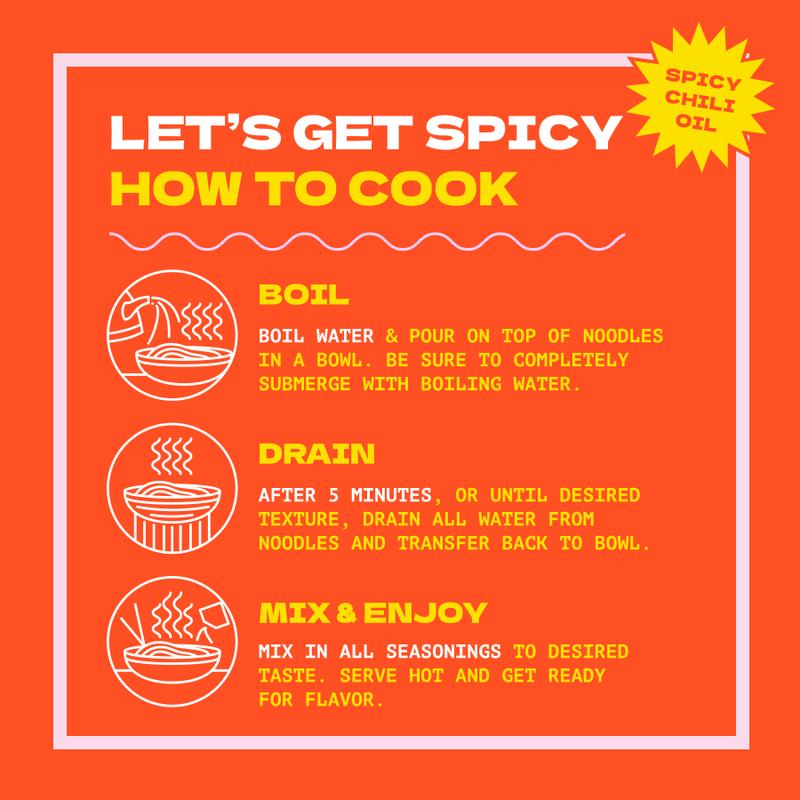 SAYLALA by Weee! Super Wide Chili Oil Noodles | Spicy Ramen Noodles | Instant Ramen - 440g (110g x 4, 4 servings)