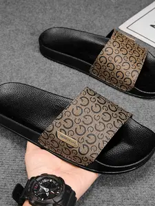 Men's Retro Pattern Print Slippers, Non-Slip Soft Sole, Casual Indoor Outdoor Shoes, Fashionable Daily Wear, Comfortable and Stylish, Footwear