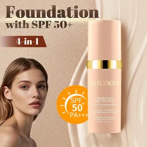 VITCOCO 4in-1 Moisturizing Lightweight Foundation, SPF50+, Sheer Tint Coverage, Intelligent Color-Changing, Oil-Free, 24H Long-Wear Foundation Liquid, 1.05OZ