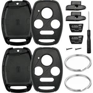 2 Pack Key Fob Shell Replacement For Honda Accord 2003-2012,Civic EX 2006-2013,Pilot 2009-2015,CR-V 2005-2006 4 Button Car Keyless Entry Remote Control Key Fob Case Cover-NO Cutting Require