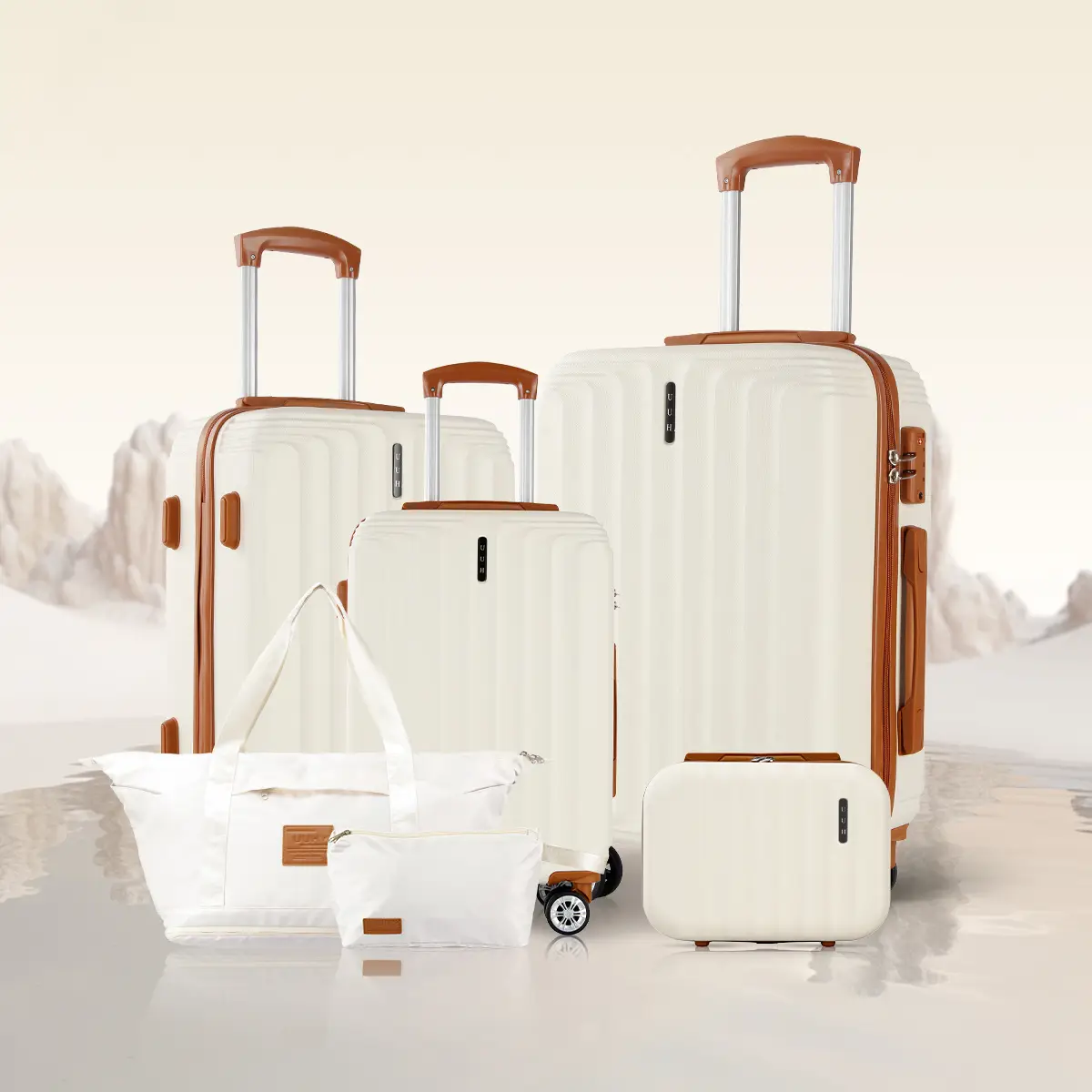 UUH Luggage Sets 6pcs/4pcs Lightweight Hardshell Suitcase with TSA Locks and 360° Spinner Wheels