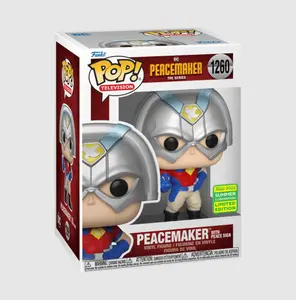 Funko Pop! Television: DC's Peacemaker The Series  - Peacemaker with Peace Sign 1260 - Funko 2022 Summer Convention Limited Edition - Vinyl Bobblehead Figure Collectible 5 Inches Tall Premium Quality Gift for Fans