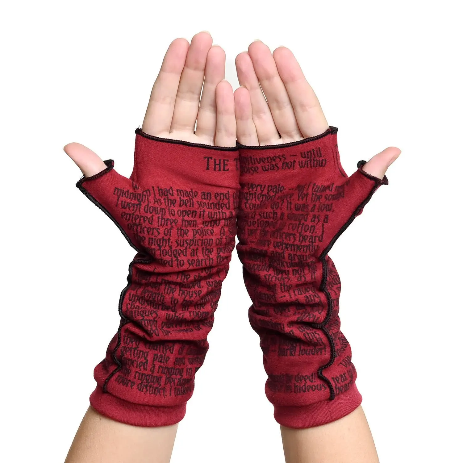 The Tell-Tale Heart Writing Gloves - Fingerless Gloves, Edgar Allan Poe, Arm Warmers, Back to School, Writer Gift, Booklover Gift, Reader