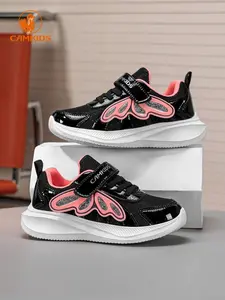 Girls' Floral Decorated Sneakers, Breathable Flexible Sole, Easy Slip-On Sporty Running Shoes for Active Kids, All Season Wear