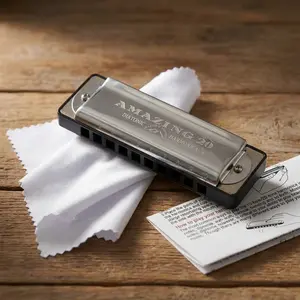 KONGSHENG AM20 10-Hole Diatonic Harmonica - Richter Tuning, Bright Tone, Durable Build, Stainless Steel Covers, Ideal Gift for Musical Instrument Enthusiasts