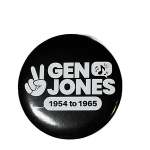 Generation Jones Buttons 5 Pack 1 1/2" dia Black with White Imprint Celebrating Gen Jones 1954 to 1965 Cello Bagged for Easy Gift Giving