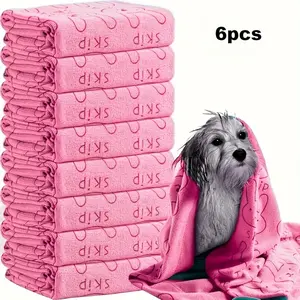 Set of 6 Quick-Drying Microfiber Towels Dogs - Perfect Bathing And Grooming, Made from Strong Polyester Fiber, Fits Small, Medium, And Large Breeds