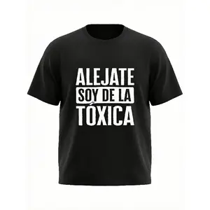 Alejate I'm From La Toxica Tee |   Funny Men'S Short Sleeve Graphic T-Shirt Collection Black, Casual Crew Neck, Slight Stretch Fabric, Print Pattern, Regular Fit
