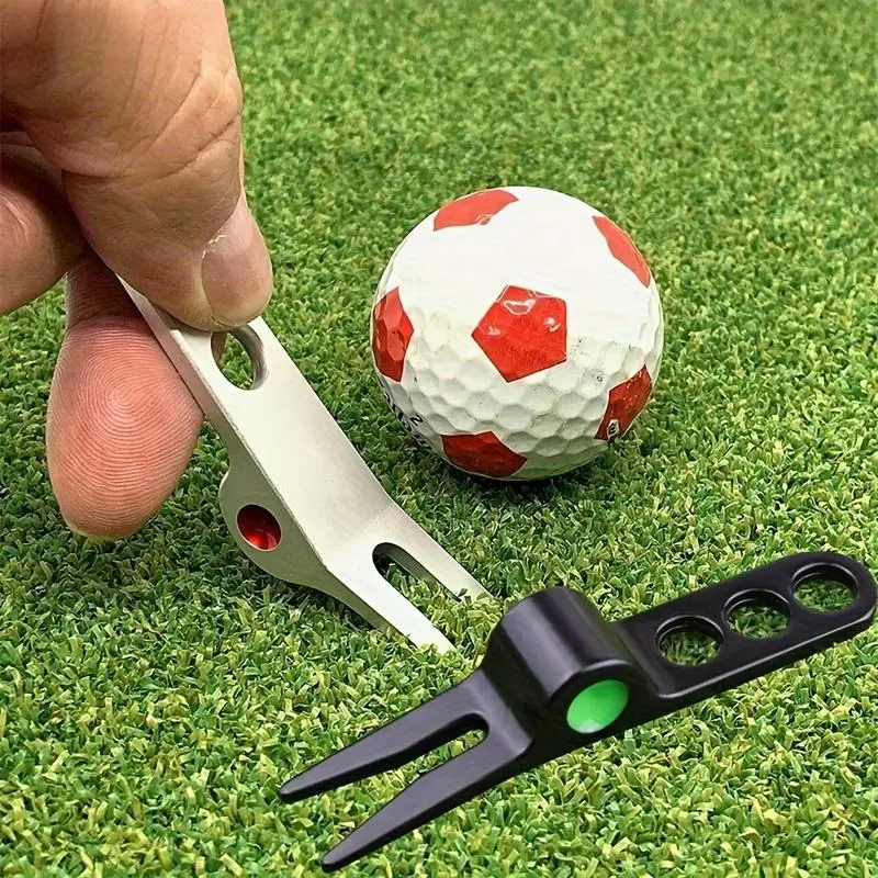Golf Divot Tool Zinc Alloy Green Pitch Fork Portable Metal Golf Repair Fork Durable Rustproof Lightweight Golf Course Accessory Practical Outdoor Golf Training Essential Premium Gift for Golf Enthusiasts Daily Sports Use