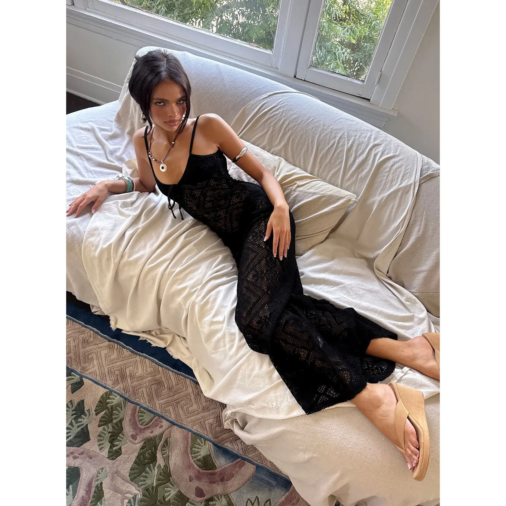 Eminent Crochet Low Back Maxi Dress Black - TikTok Shop
