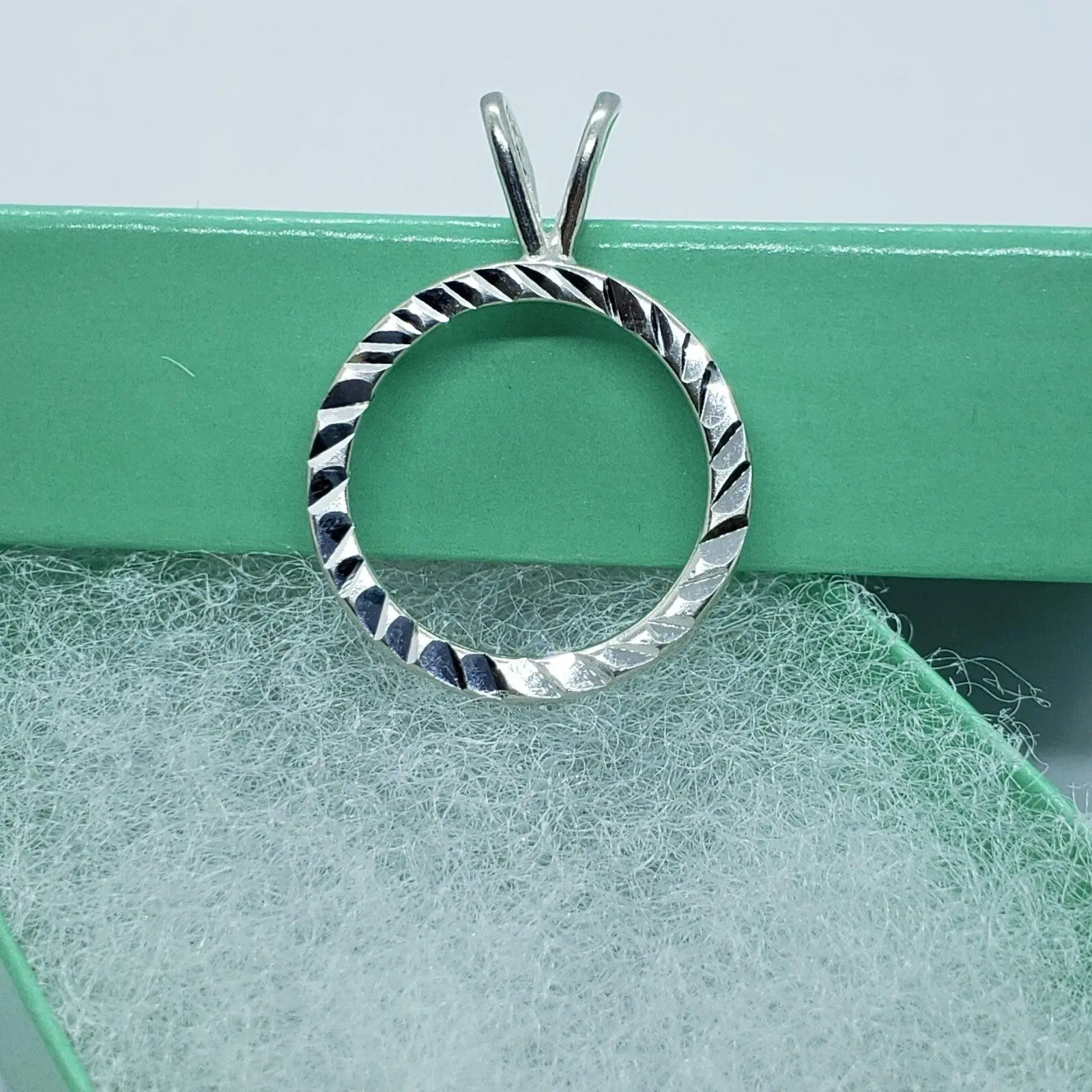 Sterling Silver Dime Bezel 18mm Coin Frame Bezel Pendant Diamond Cut Finish Dime