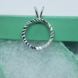 Sterling Silver Dime Bezel 18mm Coin Frame Bezel Pendant Diamond Cut Finish Dime