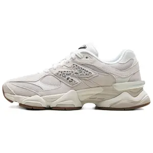 New Balance 9060 'Sea Salt Leopard' Men's Round Toe Lace-Up Sneakers with Leopard Print Upper & Breathable Mesh Accents