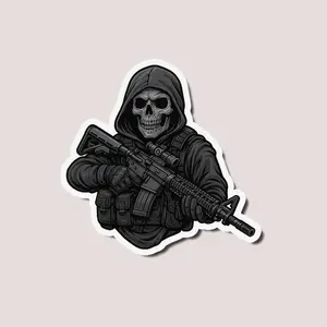 Grim Reaper Dad Sticker, Tactical Skull Soldier Decal for Military Fathers, Badass Father’s Day Gift for Army Dads, Laptop Water Bottle Decal Sticker