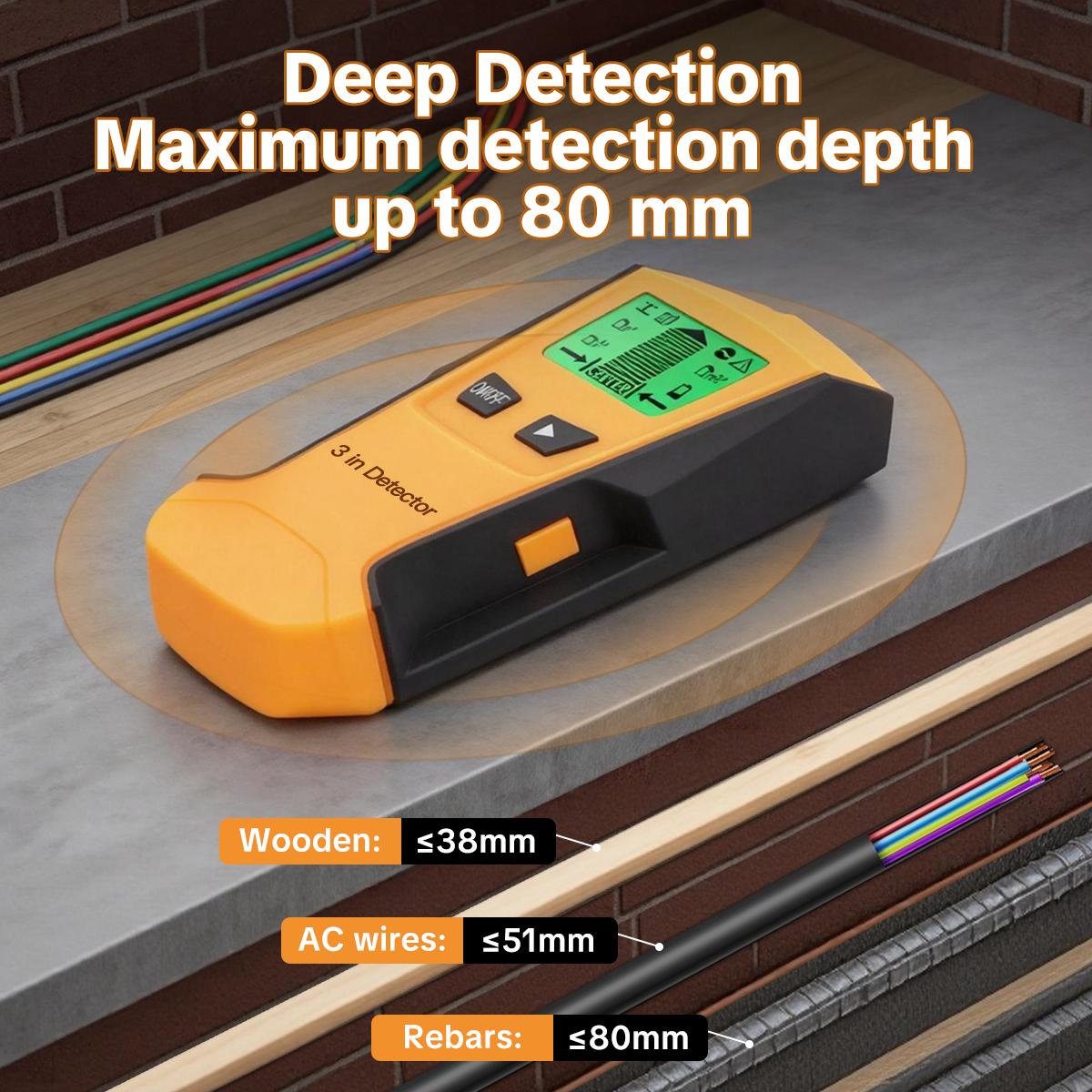 SEESE Digital Stud Finder Wall Scanner – 3 Modes Wood/Metal/Live Wire Detector with Backlit LCD & Center Finding
