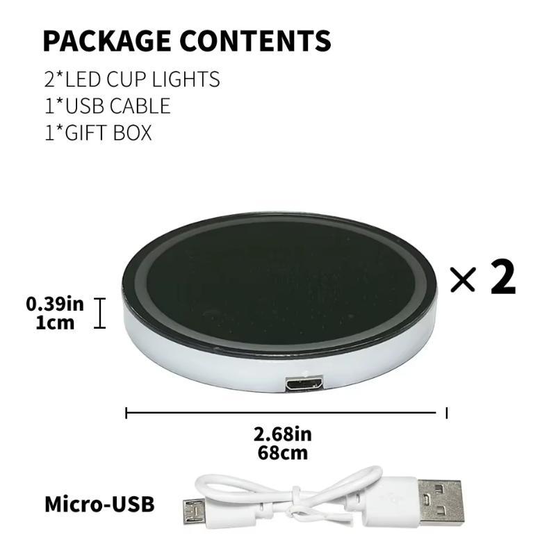 1PCS/2PCS/4PCS LED Cup Holder Lights for Car, Rechargeable 7 Color-Changing Light Up Cup Holder Insert Coasters, Car Accessories for Teens